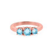Blue Topaz Gemstone Solid 14k Rose Gold Ring