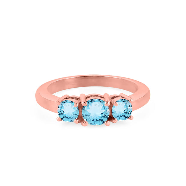 Blue Topaz Gemstone Solid 14k Rose Gold Ring