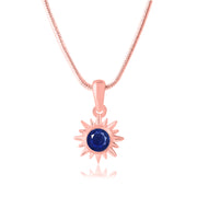 Blue Sapphire Gemstone Solid 14k Rose Gold Pendant