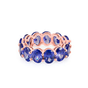 Blue Sapphire Gemstone Solid 14k Rose Gold Ring