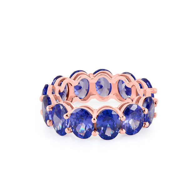 Blue Sapphire Gemstone Solid 14k Rose Gold Ring
