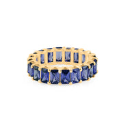 Blue Sapphire Gemstone Solid 14k Yellow Gold Ring