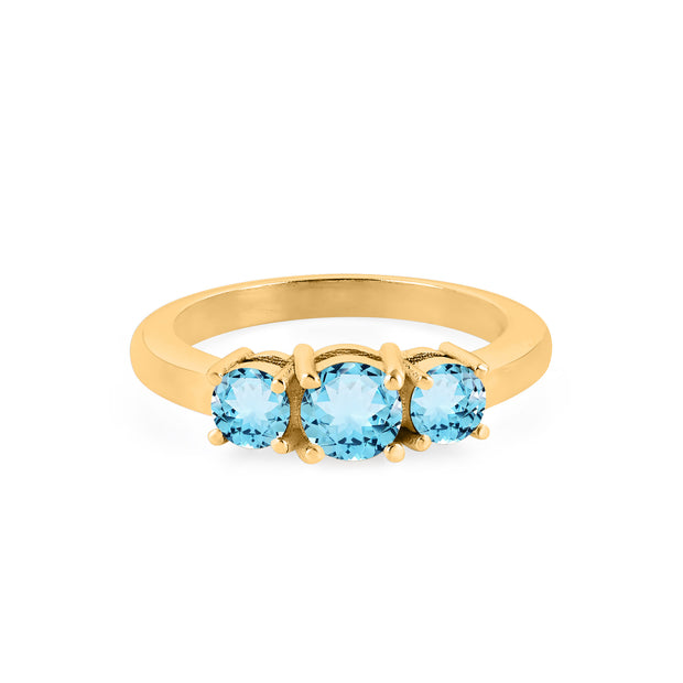 Blue Topaz Gemstone Solid 14k Yellow Gold Ring