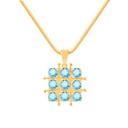 Blue Topaz Gemstone Solid 14k Yellow Gold Pendant