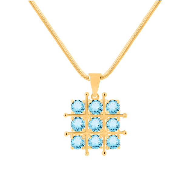 Blue Topaz Gemstone Solid 14k Yellow Gold Pendant