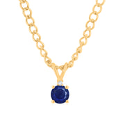 Blue Sapphire Gemstone & Diamond Solid 14k Yellow Gold Pendant