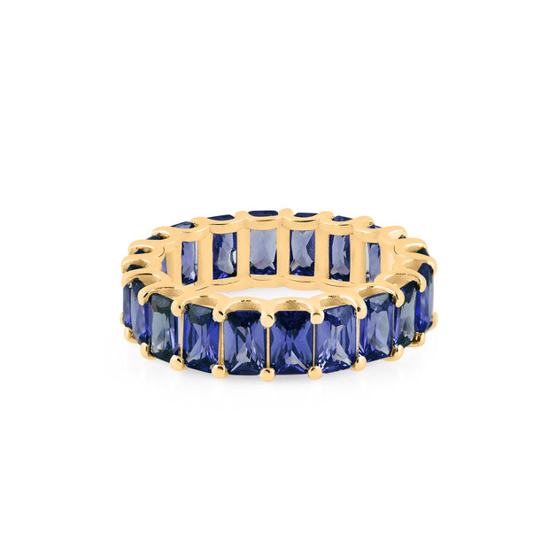 Blue Sapphire Gemstone Solid 14k Yellow Gold Ring