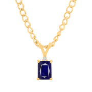 Blue Sapphire Gemstone & Diamond Solid 14k Yellow Gold Pendant