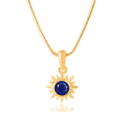 Blue Sapphire Gemstone Solid 14k Yellow Gold Pendant