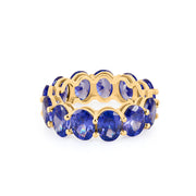 Blue Sapphire Gemstone Solid 14k Yellow Gold Ring