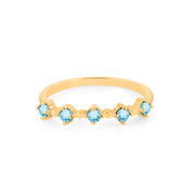 Blue Topaz Gemstone Solid 14k Yellow Gold Ring
