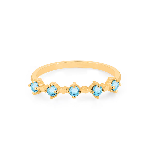 Blue Topaz Gemstone Solid 14k Yellow Gold Ring