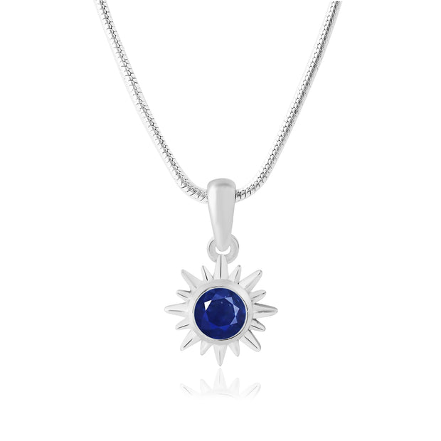 Blue Sapphire Gemstone Solid 925 Sterling Silver Pendant