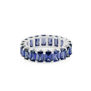Blue Sapphire Gemstone Solid 14k White Gold Ring