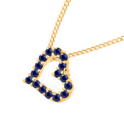 Blue Sapphire Gemstone Solid 14k Yellow Gold Heart Pendant