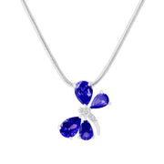 Blue Sapphire Gemstone & Diamond Solid 925 Sterling Silver Pendant