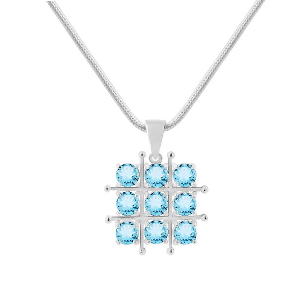 Blue Topaz Gemstone Solid 925 Sterling Silver Pendant