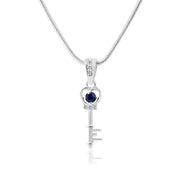 Blue Sapphire Gemstone & Diamond Solid 925 Sterling Silver Pendant
