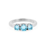 Blue Topaz Gemstone Solid 14k White Gold Ring