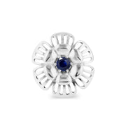 Blue Sapphire Gemstone Solid 14k White Gold Ring