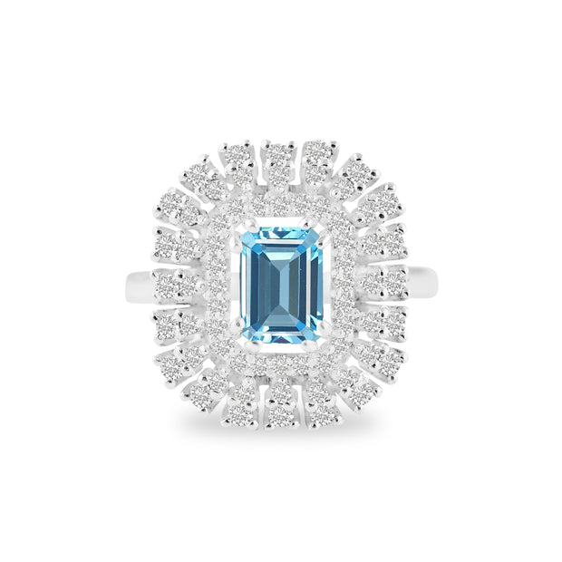 Blue Topaz Gemstone Solid 925 Sterling Silver Ring