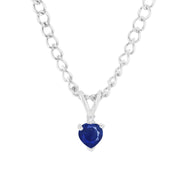 Blue Sapphire Gemstone & Diamond Solid 925 Sterling Silver Pendant