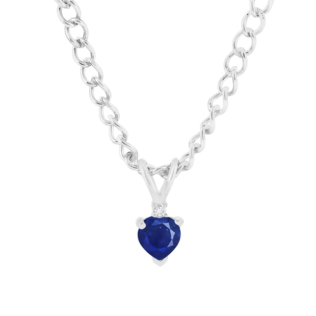 Blue Sapphire Gemstone & Diamond Solid 925 Sterling Silver Pendant