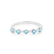 Blue Topaz Gemstone Solid 14k White Gold Ring