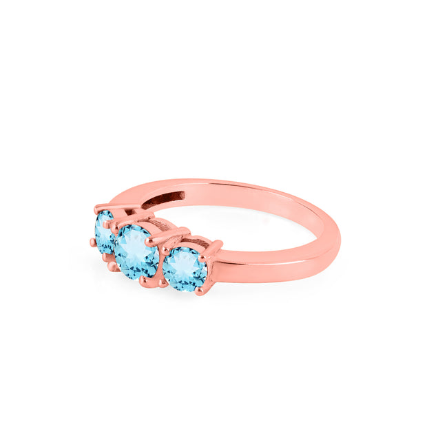 Blue Topaz Gemstone Solid 14k Rose Gold Ring