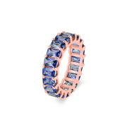 Blue Sapphire Gemstone Solid 14k Rose Gold Ring
