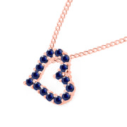 Blue Sapphire Gemstone Solid 14k Rose Gold Heart Pendant