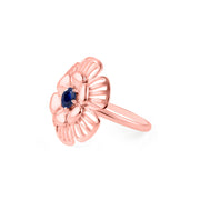 Blue Sapphire Gemstone Solid 14k Rose Gold Ring