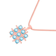 Blue Topaz Gemstone Solid 14k Rose Gold Pendant