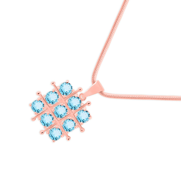 Blue Topaz Gemstone Solid 14k Rose Gold Pendant