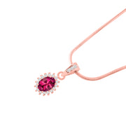 Pink Tourmaline Gemstone & Diamond Solid 14k Rose Gold Pendant
