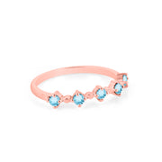 Blue Topaz Gemstone Solid 14k Rose Gold Ring