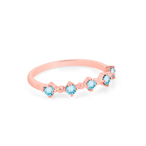 Blue Topaz Gemstone Solid 14k Rose Gold Ring