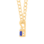 Blue Sapphire Gemstone & Diamond Solid 14k Yellow Gold Pendant