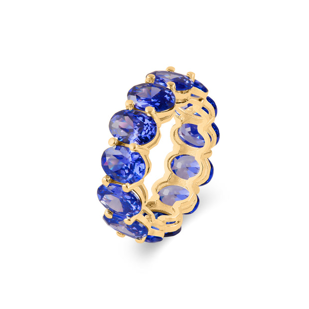 Blue Sapphire Gemstone Solid 14k Yellow Gold Ring