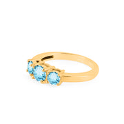 Blue Topaz Gemstone Solid 14k Yellow Gold Ring