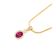 Pink Tourmaline Gemstone & Diamond Solid 14k Yellow Gold Pendant