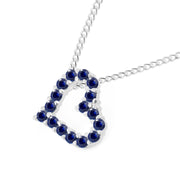 Blue Sapphire Gemstone Solid 925 Sterling Silver Heart Pendant