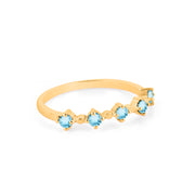 Blue Topaz Gemstone Solid 14k Yellow Gold Ring