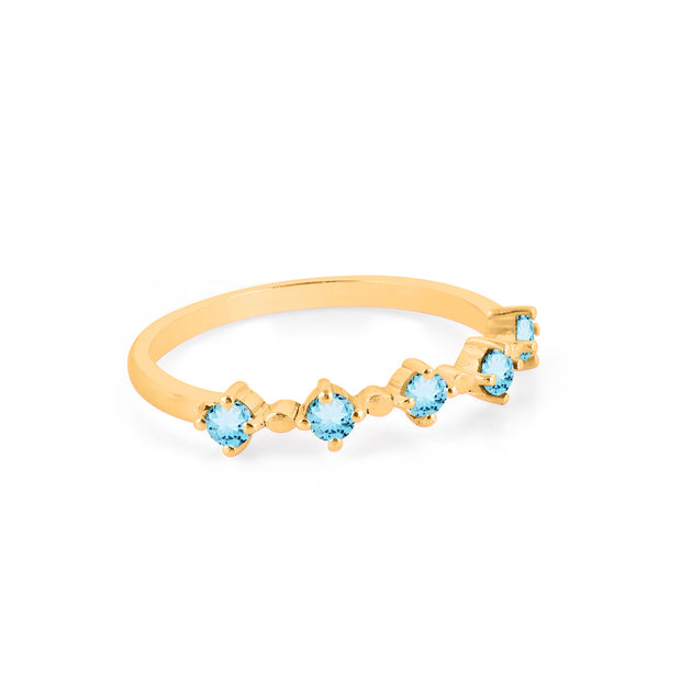 Blue Topaz Gemstone Solid 14k Yellow Gold Ring