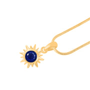 Blue Sapphire Gemstone Solid 14k Yellow Gold Pendant