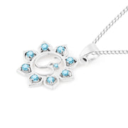 Blue Topaz Gemstone Solid 925 Sterling Silver OM Pendant