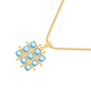 Blue Topaz Gemstone Solid 14k Yellow Gold Pendant