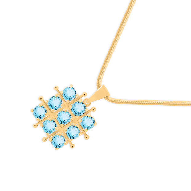 Blue Topaz Gemstone Solid 14k Yellow Gold Pendant