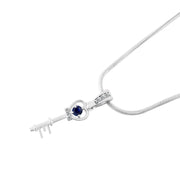 Blue Sapphire Gemstone & Diamond Solid 925 Sterling Silver Pendant