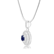 Blue Sapphire Gemstone Solid 925 Sterling Silver Pendant